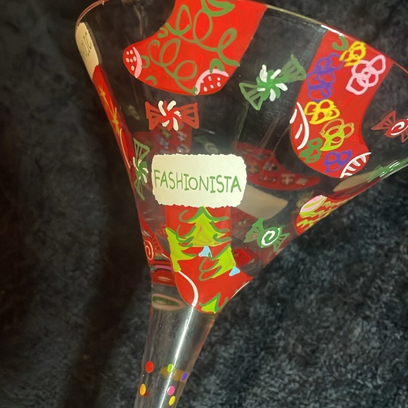Lolita- Hand Painted Martini glass “Stocking Stuffer-Tini” Retired Holiday Gift - Picture 4 of 15